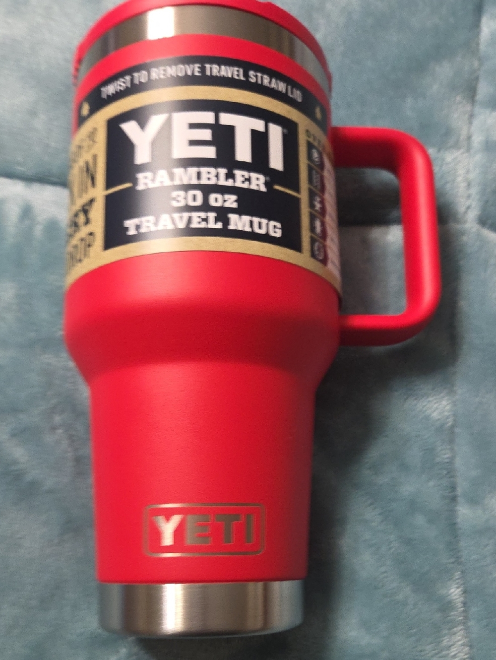 Yeti Rambler Travel Mug in Red with Stainless Trim